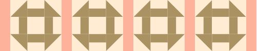 Step 6: Sew a Medium 3-1/2" x 12-1/2" sashing strip to each side of the Greek Square blocks as shown below: Press the seam allowances toward the Medium