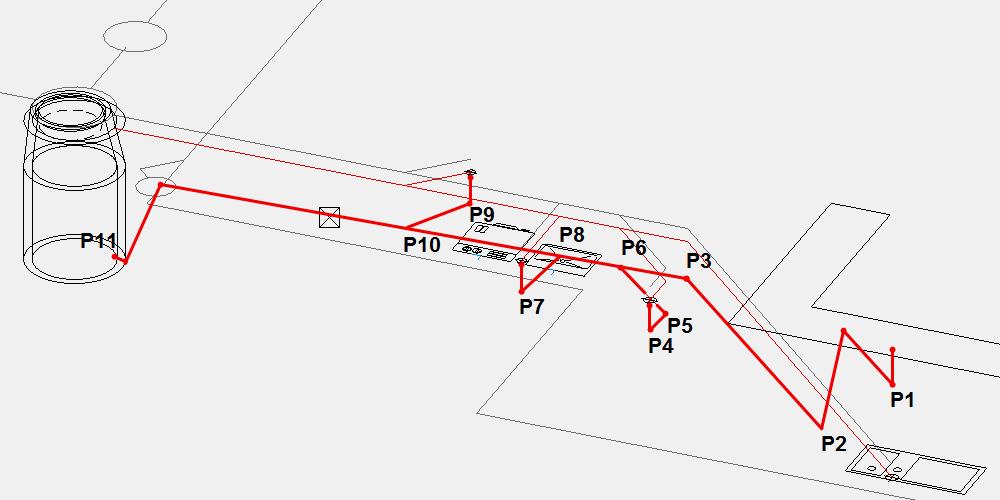 7. Raise load point This function generates the vertical connections of the load points in the specified network. The lengths of the vertical lines are based on the nominal width.