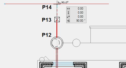 6. Draw circuit Enter the following values for the circuit: Circuit type: Waste water Nominal width: 150 Pen colour: 80 Line type: 1 Start the circuit in P12, then click on P13 and