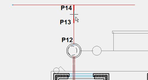 Set drop Specify where and at what angle of inclination the drop is to be calculated. Click on the part between P13 and P14.