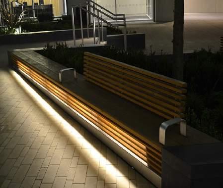 The bench comes equipped with a LED Lighting System that can be accessed by using the hinged seat top on the bench.