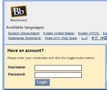 account, you will choose Blackboard and provide