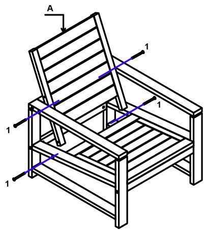 Step by Step Assembly Instructions Step One 1. Position the Cross Bars (2 x E; 1 x F) into the Left Side of the chair (C) as per diagram below. 2. Use 3 x (6x100mm)Bolts (1) to attach the cross bars.