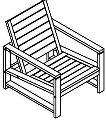Align the Right Side of the Chair (D) with the left constructed frame and attach with 3 x (6x100mm) bolts (1) as per diagram below. 3. Fully tighten all bolts using the Allen Key (2). Step Three 1.