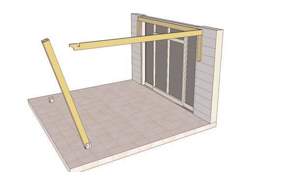 3. Lift and Place 1 Side Girder (H) up with Square cut end facing house and deep notch on opposite end facing up.