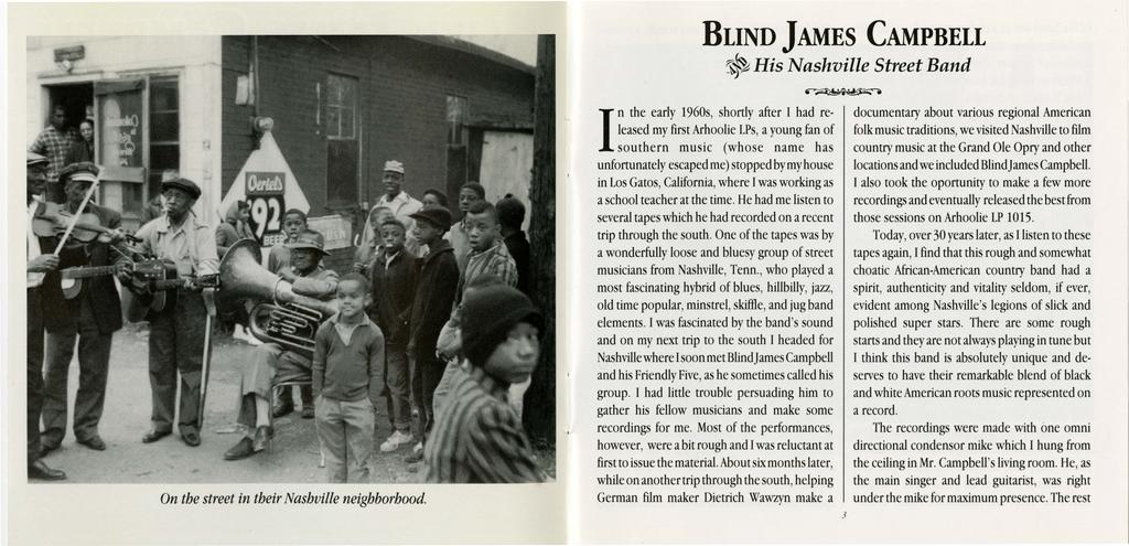 BLIND james CAMPBELL ~~ His Nashville Street Band I On the street in their Nashville neighborhood.
