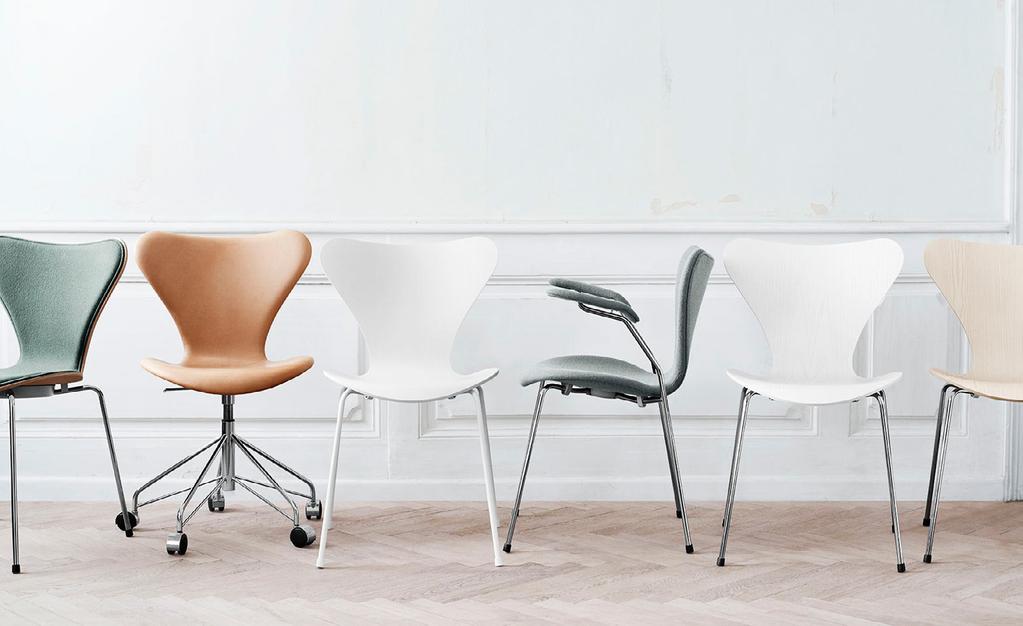 SERIES 7 The Series 7 designed by Arne Jacobsen is by far the most sold chair in the history of Fritz Hansen and perhaps also in