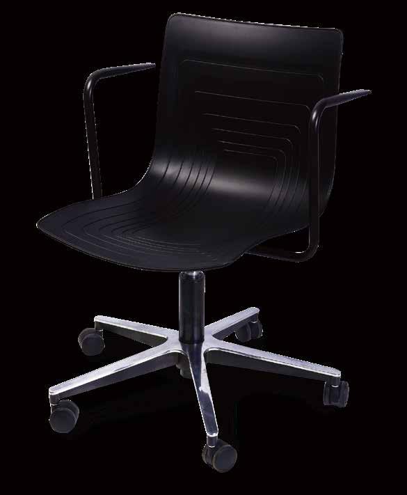 Frame: Die-cast Aluminum five-stars chair base + PU/ Nylon casters.