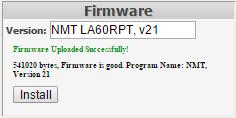 Updating Firmware Nextmove may make firmware updates available to customers. New firmware is loaded in the settings window under Firmware. Step 1, Select the "Choose File" button.