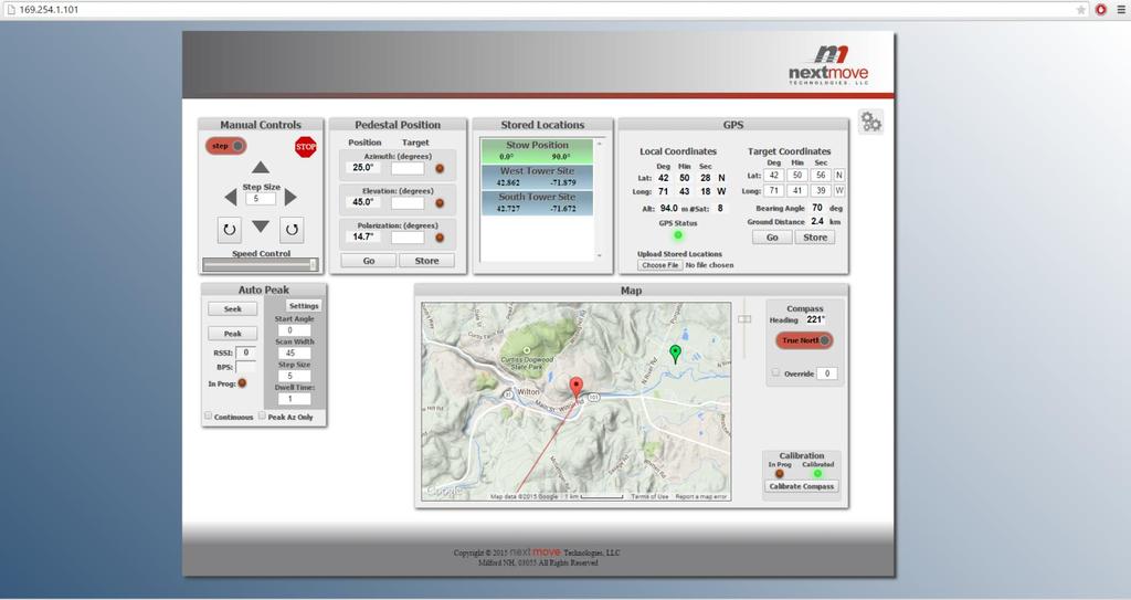 as shown below. The standard web browser control window for the LinkAlign antenna positioner will launch.
