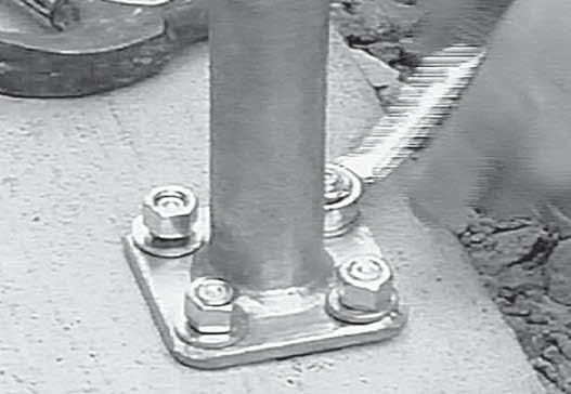 the concrete. Leave approximately 3/4" of the thread above the ground.