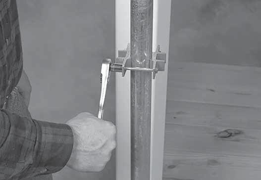 Hand tighten the brackets on the post support.