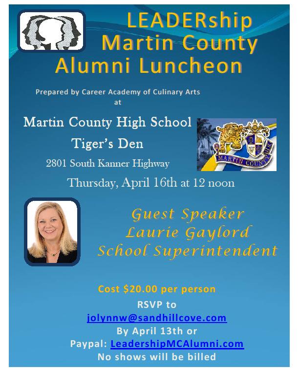 UPCOMING Stuart/Martin Chamber Events -- 772-287 287-1088 Apr 8, Wed., 11:45am, Chamber Luncheon, Monarch Country Club, 1801 SW Monarch Club Dr., PC, RSVP Apr 14, Tues.