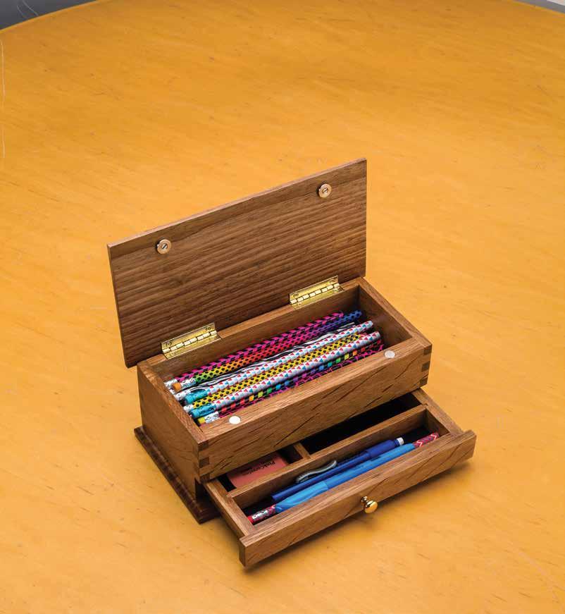 Easy-to-Build Pencil Box Rare-earth magnets keep the lid and