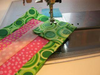 Photo 2C and 2D sewing from scraps onto and off of corners Press the