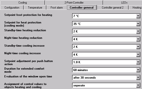 Obj Function Object name Type Flag 16 1 = Heating / Heating / Cooling 1 Bit CTUR 0 = Cooling This object indicates whether the controller is in heating or cooling mode.