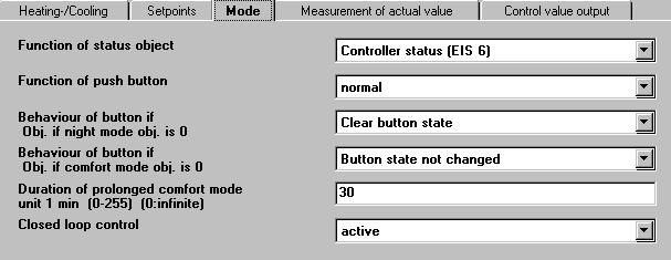 The temperature reduction for standby mode in the heating setting can be defined via this parameter. Note: The temperature reduction is calculated as follows: Value x 0.1 [Kelvin]:(20 x 0.