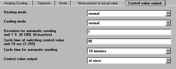 2.3.5. Measurement of actual value: Deviation for automatic sending unit 0.1 K (0-255) (0:inactive) The room temperature is sent automatically if it changes by the set value.