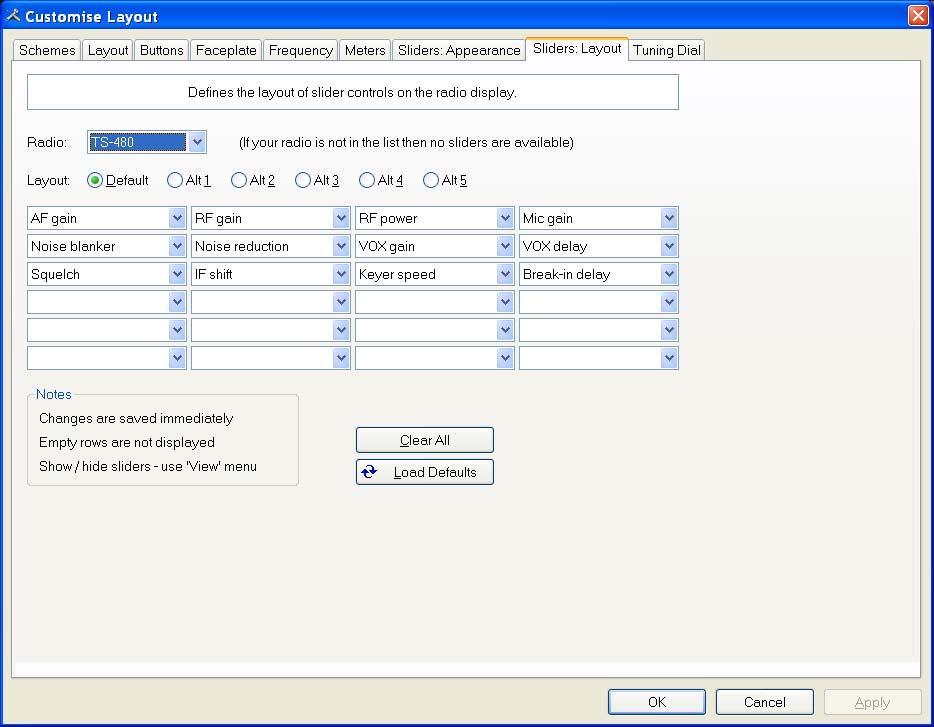 These colours are optionally applied to the sliders in the Advanced selection windows (select Advanced from the