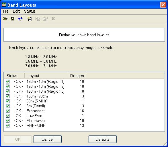 Band Layouts Introduction Manager A necessary feature of a fully customizable radio program such as HRD is the definition of custom band layouts.