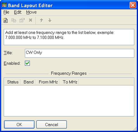 Adding A Definition In this example a band layout is created for our CW enthusiast.