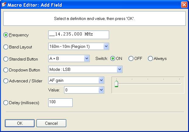 Press Add to select Dropdown Button Mode: USB Press OK. Now set the frequency to 50.150.000: Press Add to select Frequency 50.150.000 MHz.