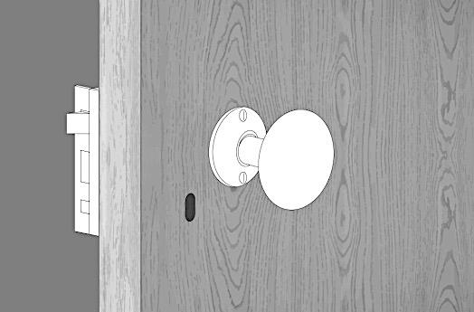 On opposite side of door carefully center rosette over spindle with holes situated up-and-down. Mark screw hole locations and remove rosette, knob and spindle.