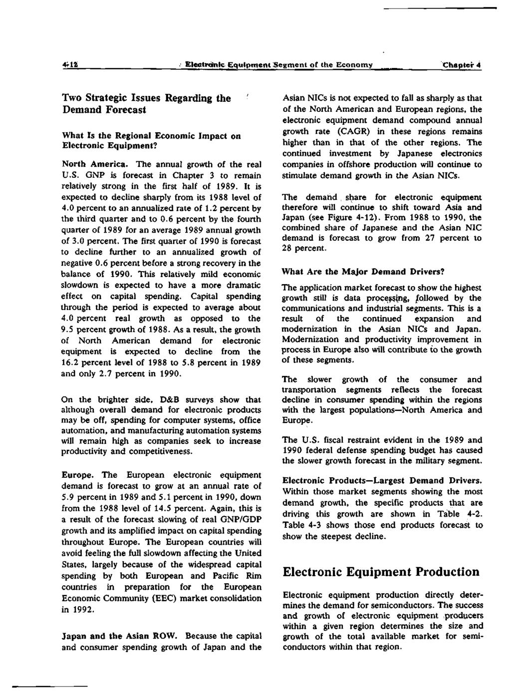 4rli Eleatrotntc Equipment Segment of the Economy Chapter 4 Two Strategic Issues Regarding the Demand Forecast What Is the Regional Economic Impact on Electronic Equipment? North America.
