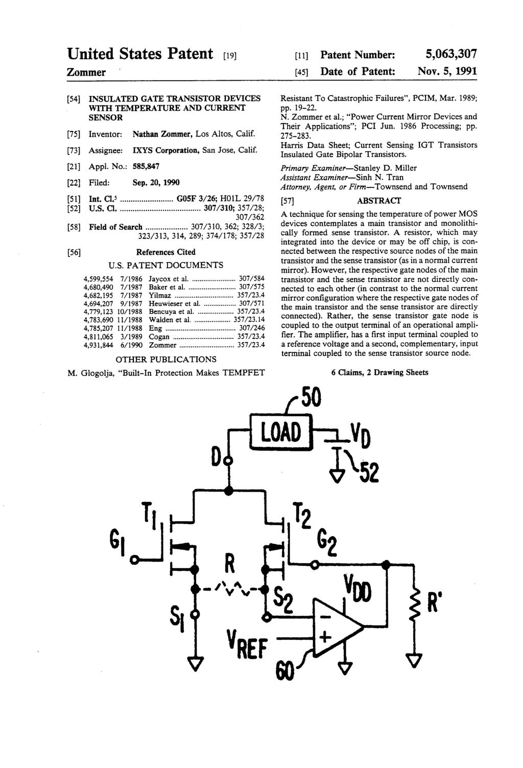 United States Patent (19) Zommer (11 Patent Number: (45) Date of Patent: Nov.