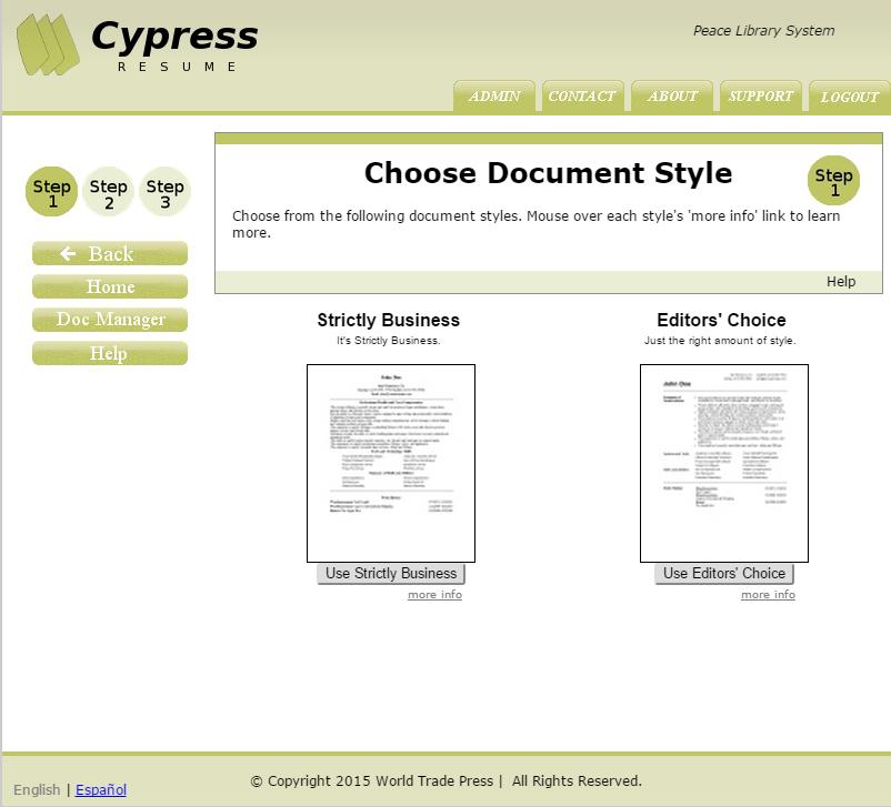 Choose a resume style: You can choose from two different styles (shown