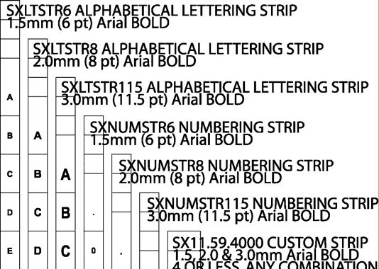 Page 10 of 14 Numbering strips available Pricing of the variable stencil will depend on the type of strip required and the number of digits required.