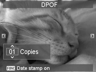 To set DPOF on a single image/all images: 1. Select Single or All on the DPOF submenu. 2. For single image, use the or keys to scroll and select an image to mark for printing. 3.