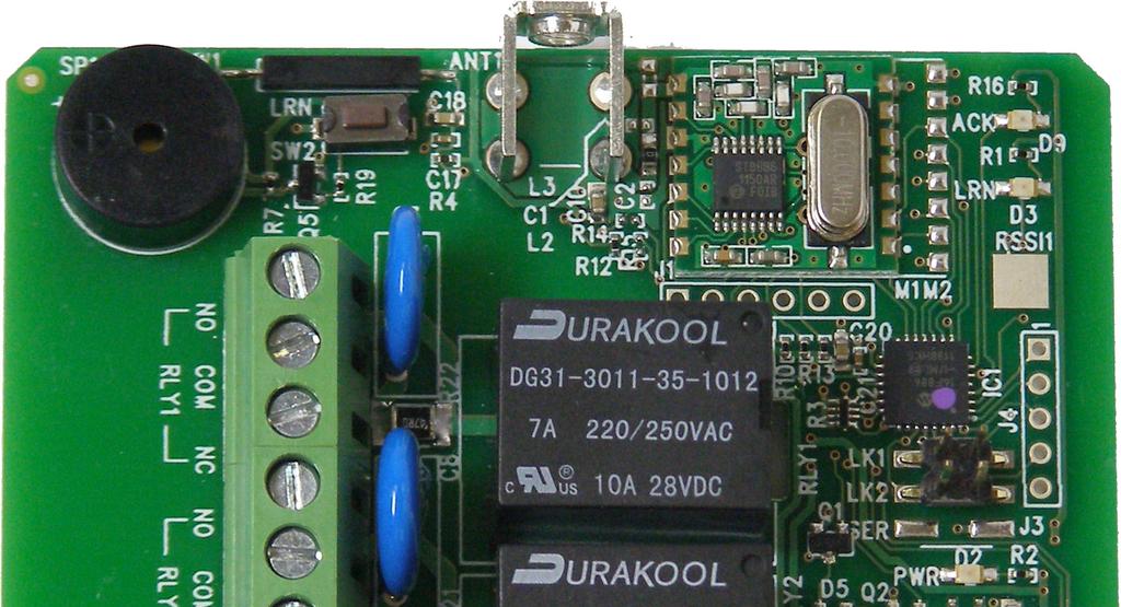 To pair a new transmitter using the on board Switch 1. Open the Receiver unit and extract the circuit board 2. Briefly press the receiver pairing switch (SW2) 3.