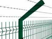 ea DIMENSIONS 50x50x1,5 mm (standard) 60x60x2 mm (special production) POST TYPES OF PANEL FENCE BARBED WIRE BASE PLATE COLOR EXECUTION AREAS GALVANIZED RATIO 3 rows of Barbed Wire or 3 rows of