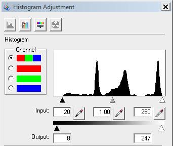 10) With the Histogram window still open, click on the Densitometer button ( ) in the Preview window to open the Densitometer.