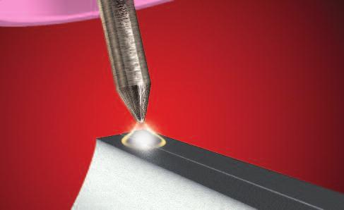 Pulse welding systems vary weld current between peak (high heat) and background current (low heat) levels.