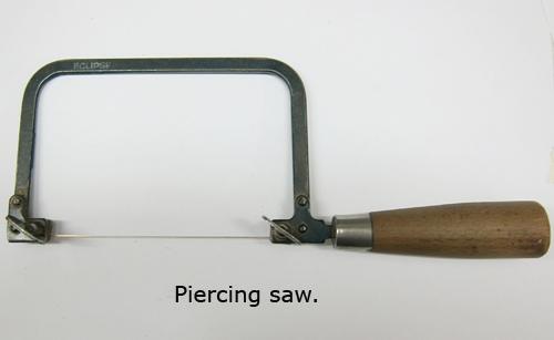 Tapered frazers are less important but I show them for demonstration purposes. Image No.17 Just to show what a piercing saw looks like. The most common size of blade I use is 3/0.