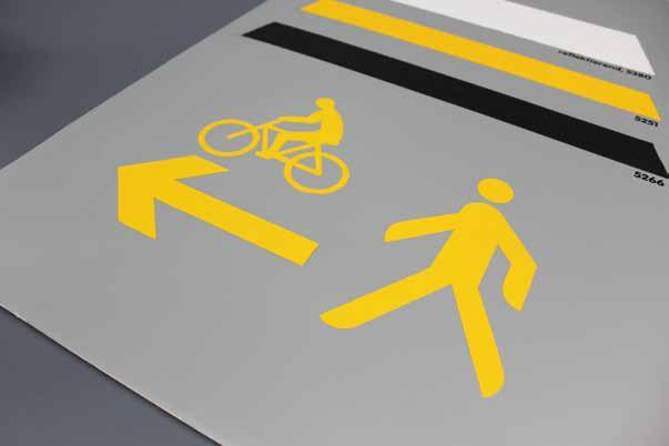 The markings can be either temporary or permanent. The material is available on rolls or converted into die-cut marking signs, such as arrows or traffic symbols.