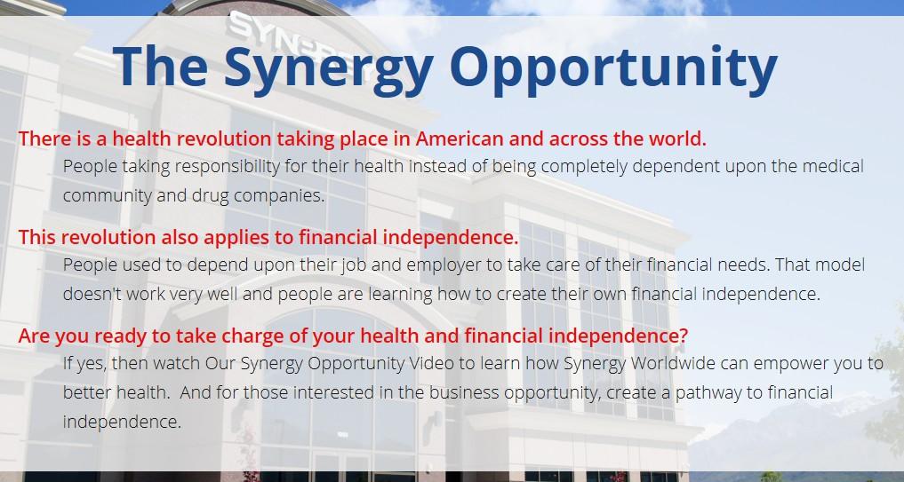 We call it: The Synergy Opportunity and we host this Virtual Meeting at the following URL: Here's a screen shot of the top