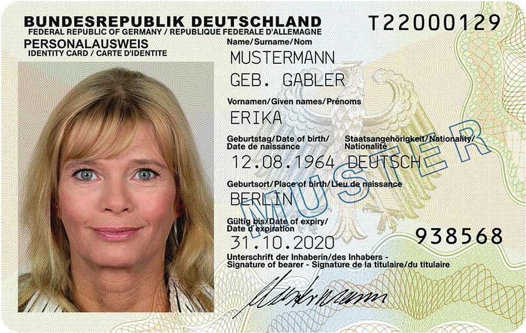 the right hand side of the card). Figure 3: (Top right) German e-id card with an internal, tamper-proof inkjet colour photo and laser engraved personal data. and/or tamper-evident (see Figure 1).