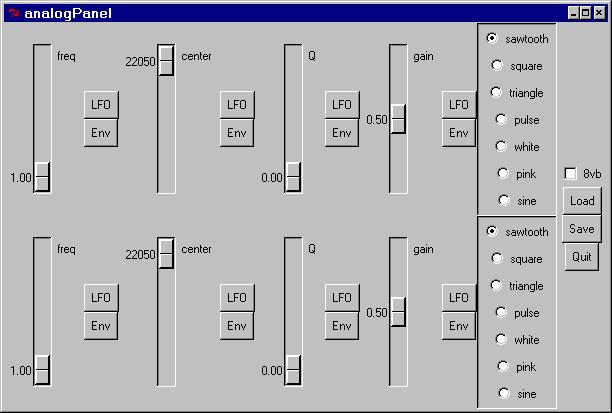 Figure 4: The main interface panel of the analog synthesizer.