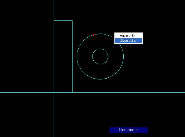 You will first need to select the arc (circle) in order to start the line. To do this you must click on the outer circle on the nearest side to where the line will intersect.
