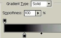 Dither; Transparency. Click once on the Edit box (second icon from left above) to bring up the Gradient Editor.