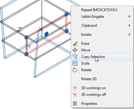 For creating the second partition, keep the partition in the 3D-workings, click on the blue square again and use Copy Selection in the context menu.