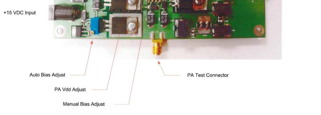 . A Manual Bias Adjust is provided as a secondary bias adjustment for bench / laboratory testing; typically set to 3.6 volts at the gate of Q1.