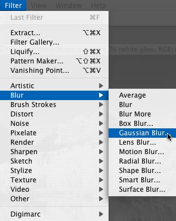 Step 10: Filter Apply the Gaussian Blur Choose Filter>Blur>Gaussian Blur, and set a Radius that