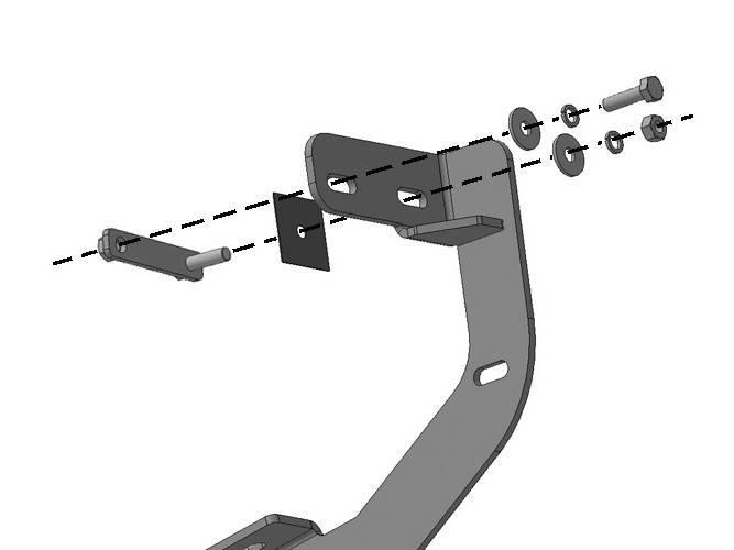 Attach Driver/Left front Support Bracket to front facing side of Mounting Bracket (Fig