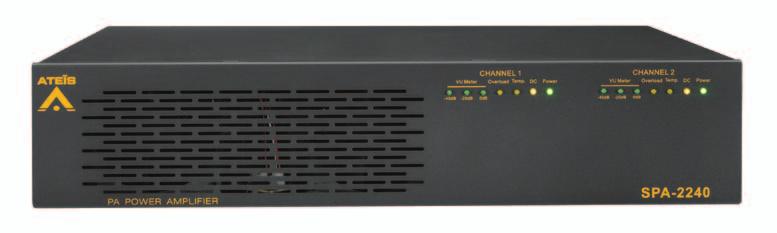Amplifiers SPA Sinewave Power Amplifiers Main characteristics 2 audio outputs (100/70 / 8 Ohm outputs selectable) Fault reporting outputs Two audio inputs with gain-set Supervision of the amplifiers