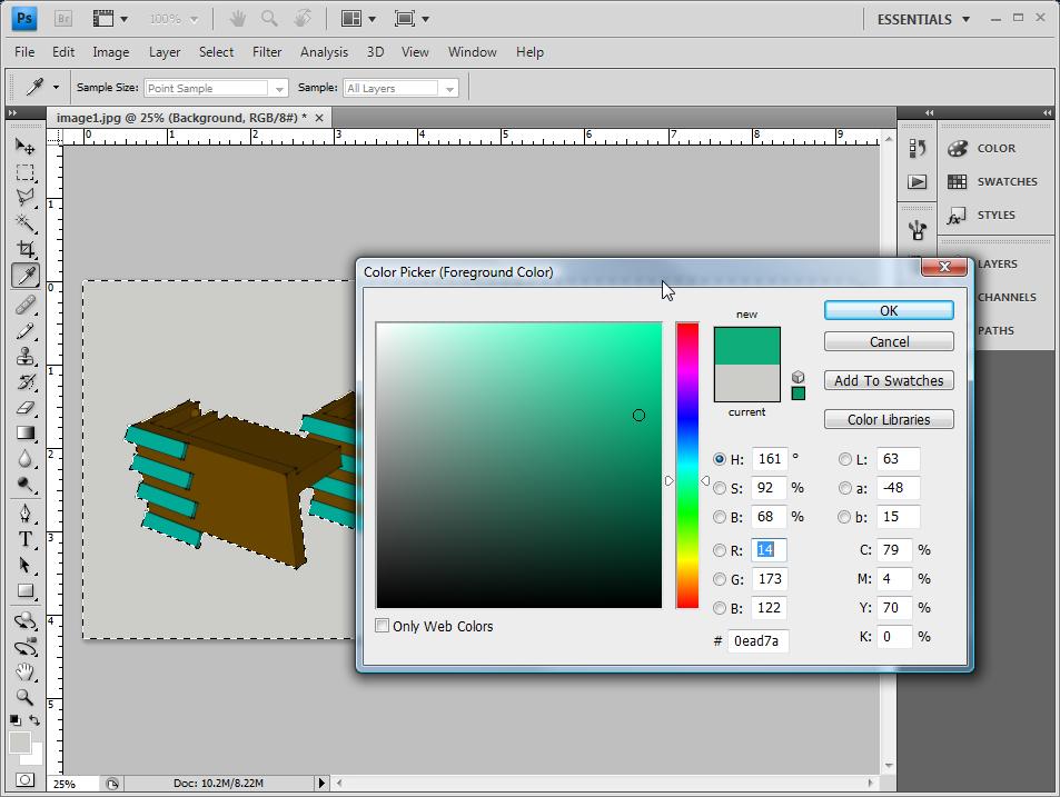 Or click the foreground color button to open the Color Picker window.