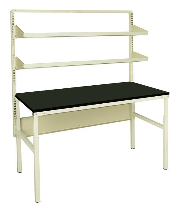 VWR TP 4-LEGGED LAB BENCHES VWR 4-Legged Frame + Top + Single Bay Uprights + 2-11.81 D Shelves Size D x W (in)* Worksurface Uprights 53.5 H Steel Shelves 89524-450 32.